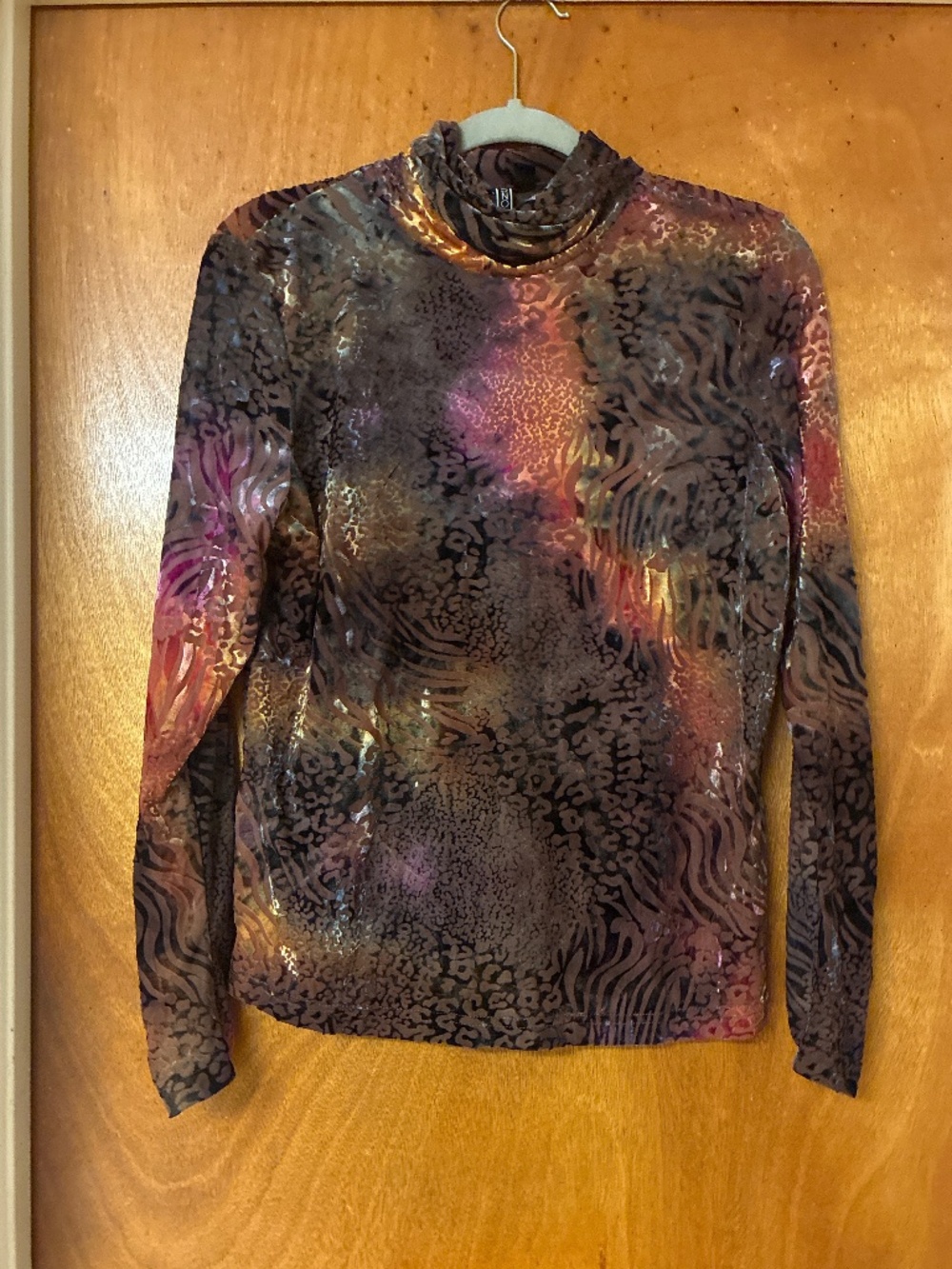 Sno Skins Sheer Longsleeve Crushed Velvet Turtleneck Top And Scarf set NWOT